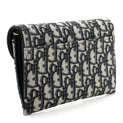 Christian Dior Oblique Saddle Chain Long Wallet Blue 4 of 10