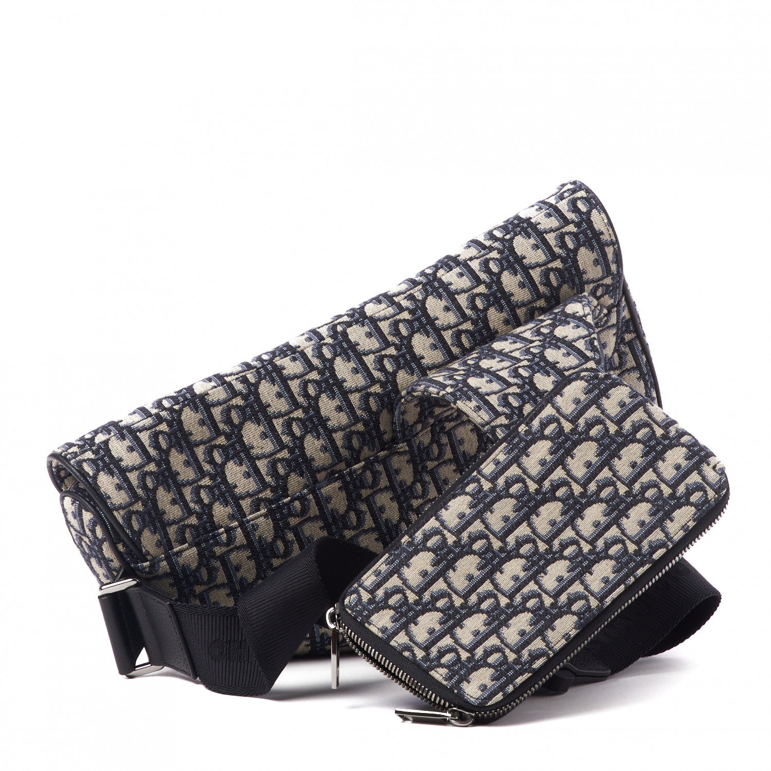 Christian Dior Oblique Mens Maxi Saddle Bag Blue 3 of 10
