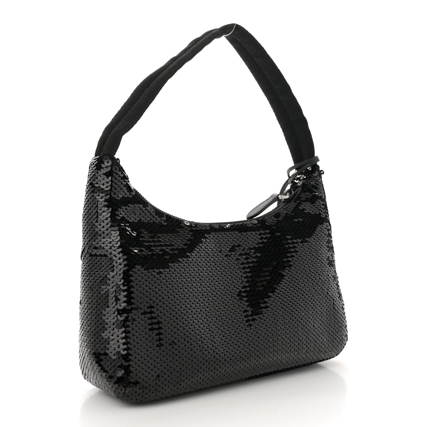 Prada Paillettes Sequin Mini Re-Edition 2000 Bag Black White 3 of 10