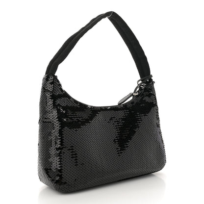 Prada Paillettes Sequin Mini Re-Edition 2000 Bag Black White 3 of 10