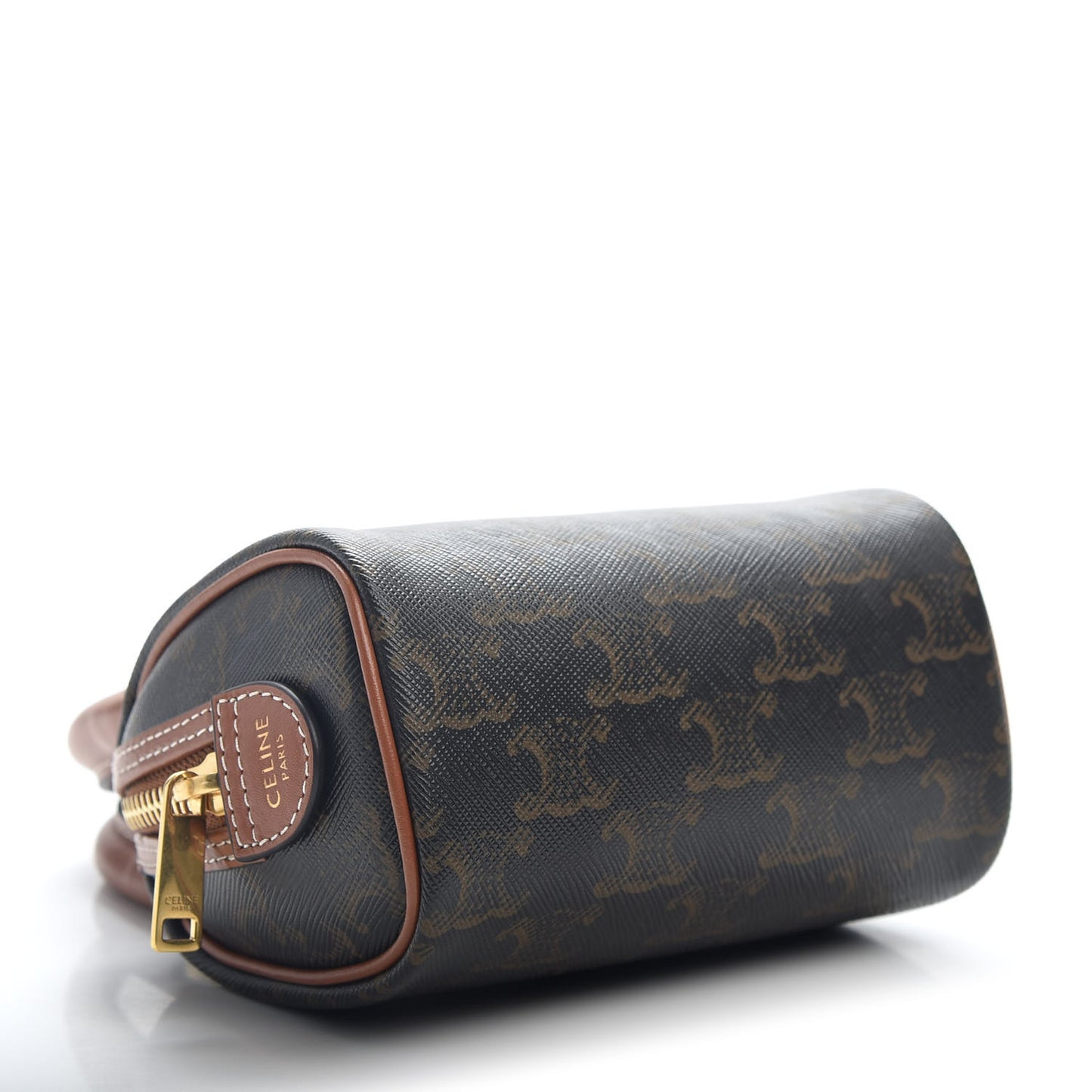 Triomphe Canvas Calfskin Mini Boston Bag Tan