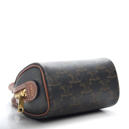 Celine Triomphe Canvas Calfskin Mini Boston Bag Tan 3 of 4