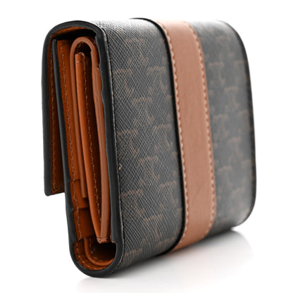Celine Canvas Triomphe Lambskin Folded Compact Wallet Tan 3 of 10