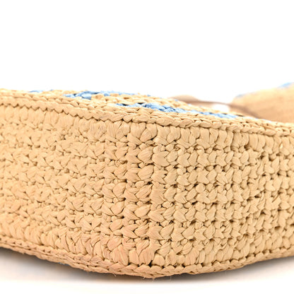 Prada Yarn Raffia Effect Crochet Striped Re-Edition 2005 Shoulder Bag Naturale Celeste 11 of 11