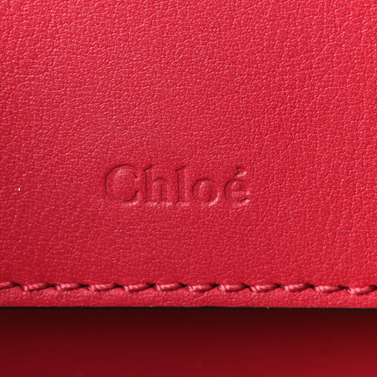 Calfskin Crocodile Embossed Mini C Vanity Bag Red
