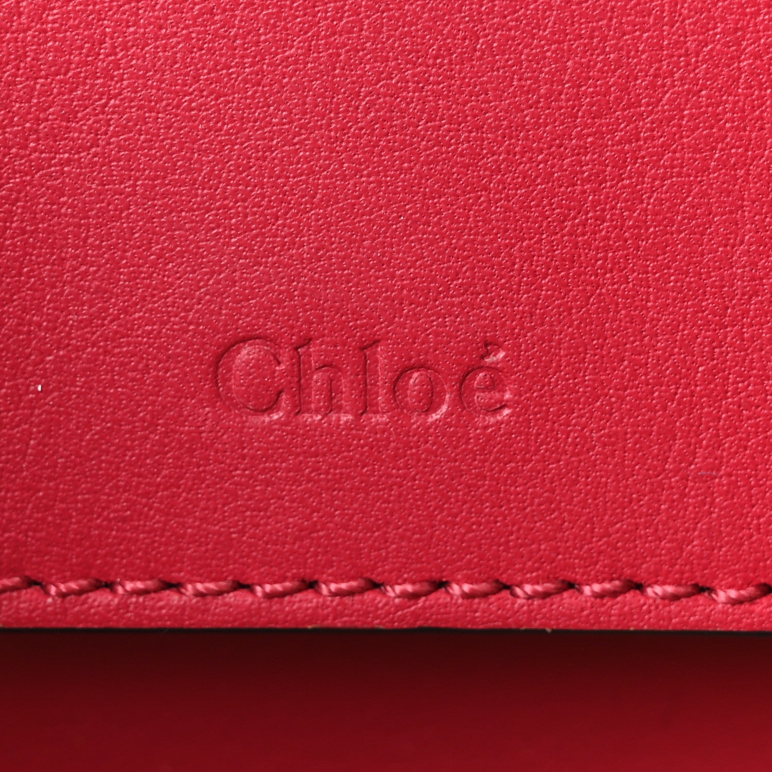 Chloe Calfskin Crocodile Embossed Mini C Vanity Bag Red 6 of 10