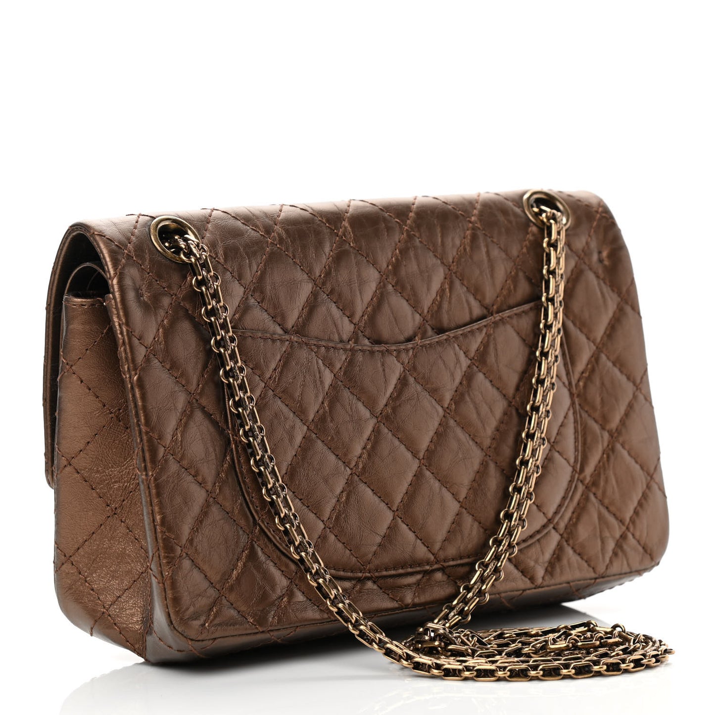 Metallic Aged Calfskin Quilted 2.55 Reissue 225 Flap Bronze