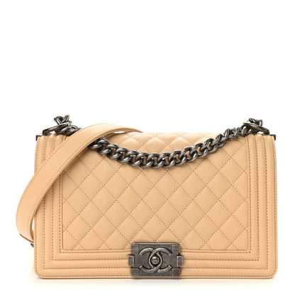 Chanel Calfskin Quilted Medium Boy Flap Beige 1 of 8
