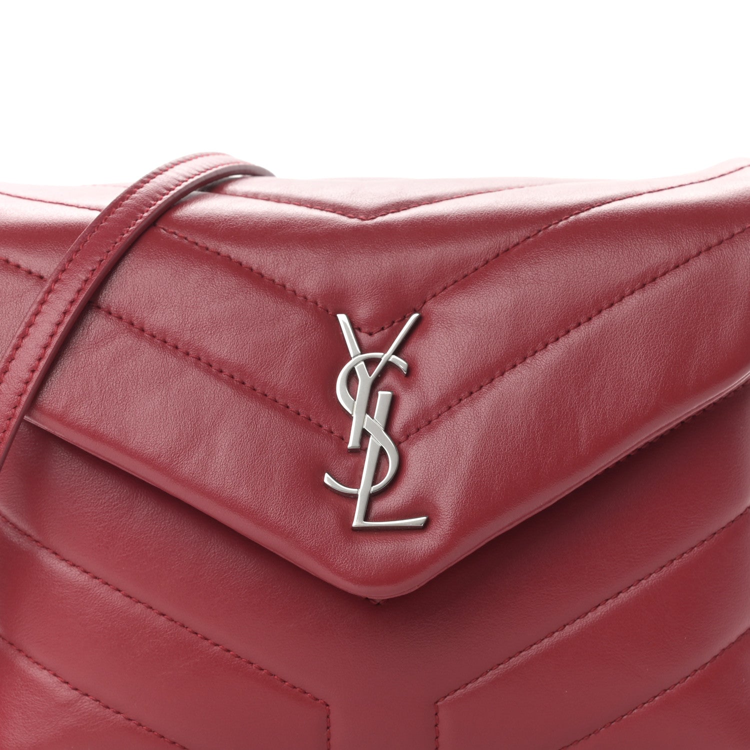 Saint Laurent Calfskin Y Quilted Monogram Toy Loulou Crossbody Bag New Lipstick 8 of 14