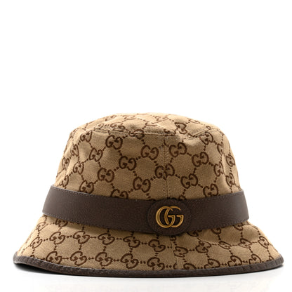Gucci Monogram Textured Dollar Calfskin GG Jago Bucket Hat M Cacao Beige 5 of 11