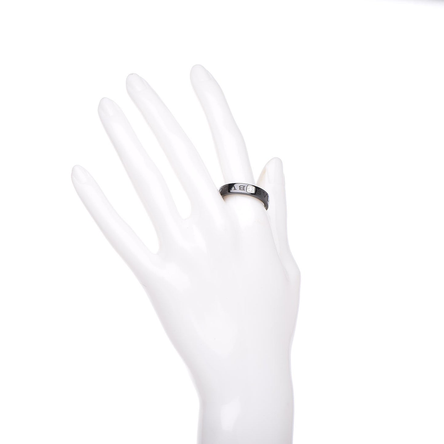 18K White Gold Ceramic Diamond B.Zero1 Essential Band Ring 65/11 Black