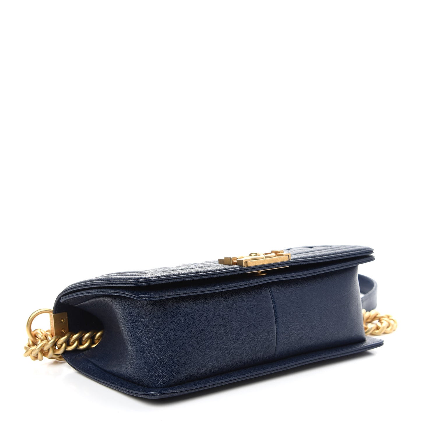 Caviar Quilted Medium Boy Flap Dark Blue