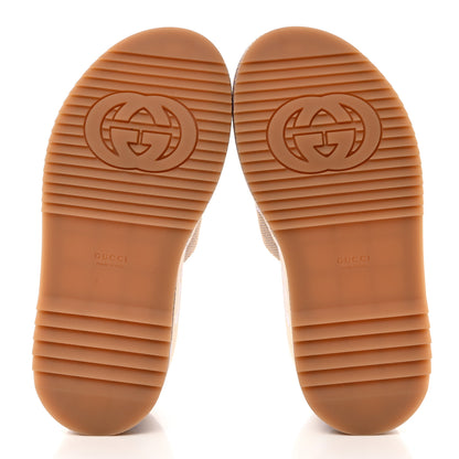 Gucci Monogram Jumbo GG Platform Slide Wedge Sandals 38 Beige Lapis 5 of 9