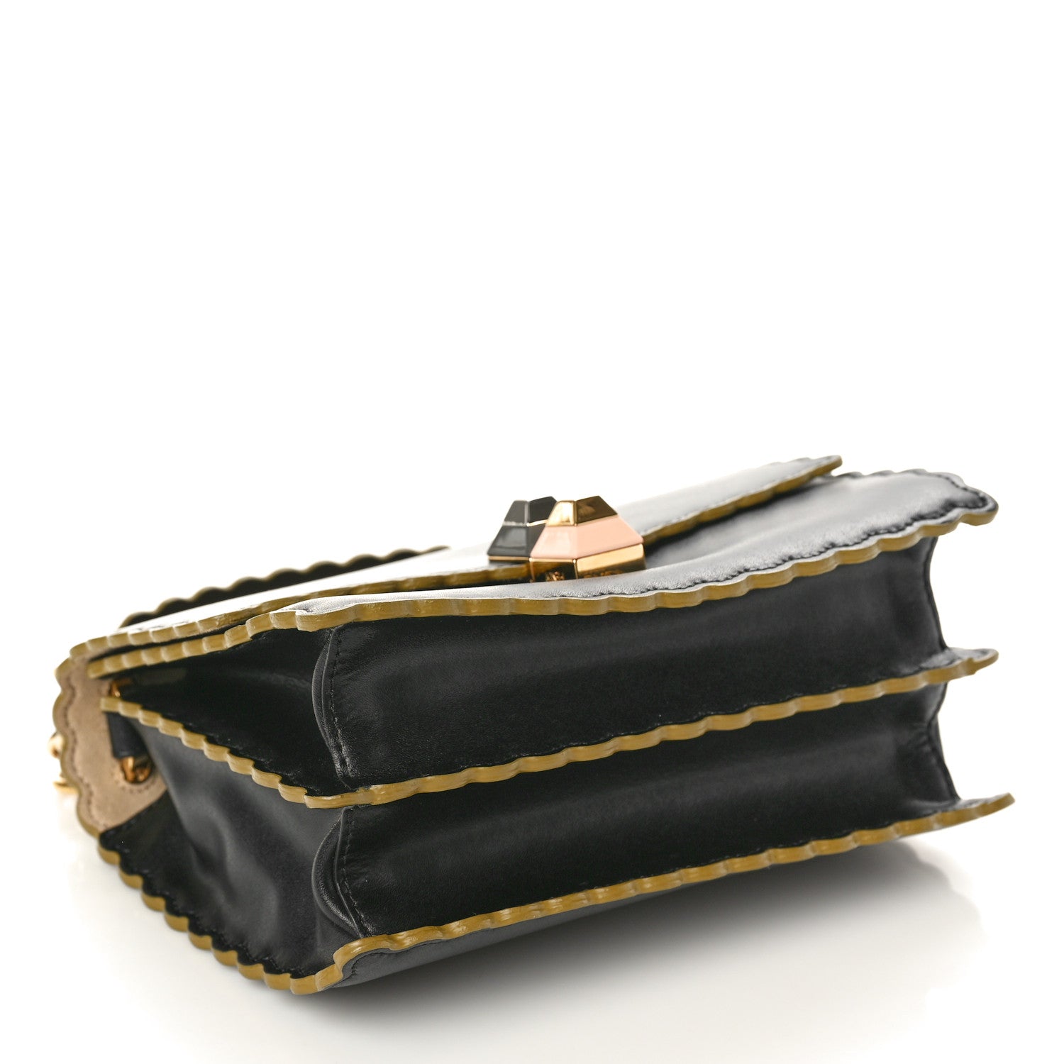 Fendi Vitello Liberty Scalloped Studded Small Kan I Shoulder Bag Black 4 of 10