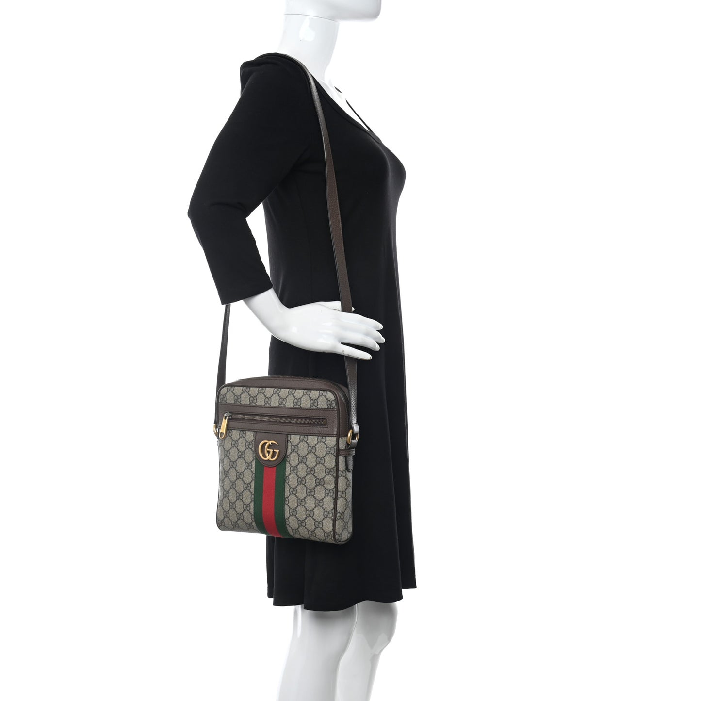 GG Supreme Monogram Web Small Ophidia Messenger Bag Brown