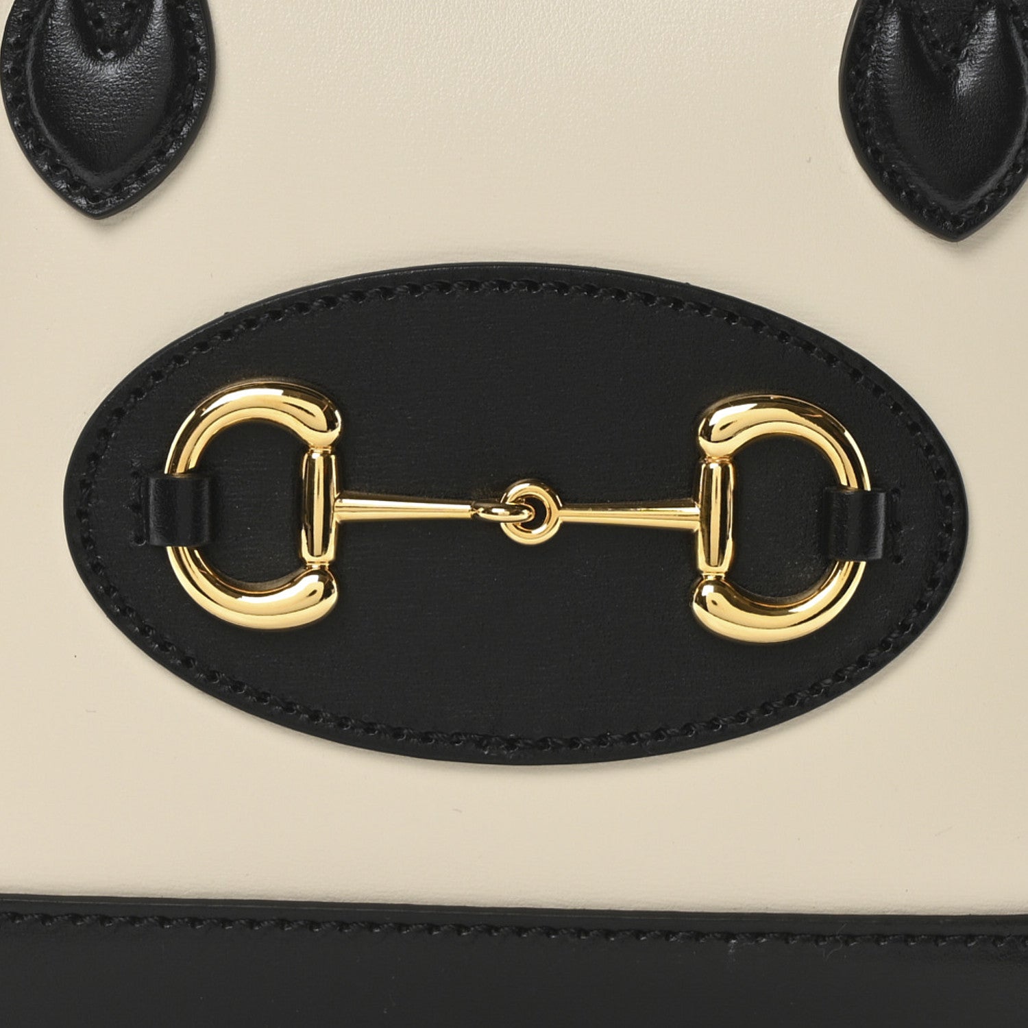 Gucci Boarded Plutone Calfskin Bi-Color Mini Horsebit 1955 Top Handle Bag Mystic White Black 8 of 10
