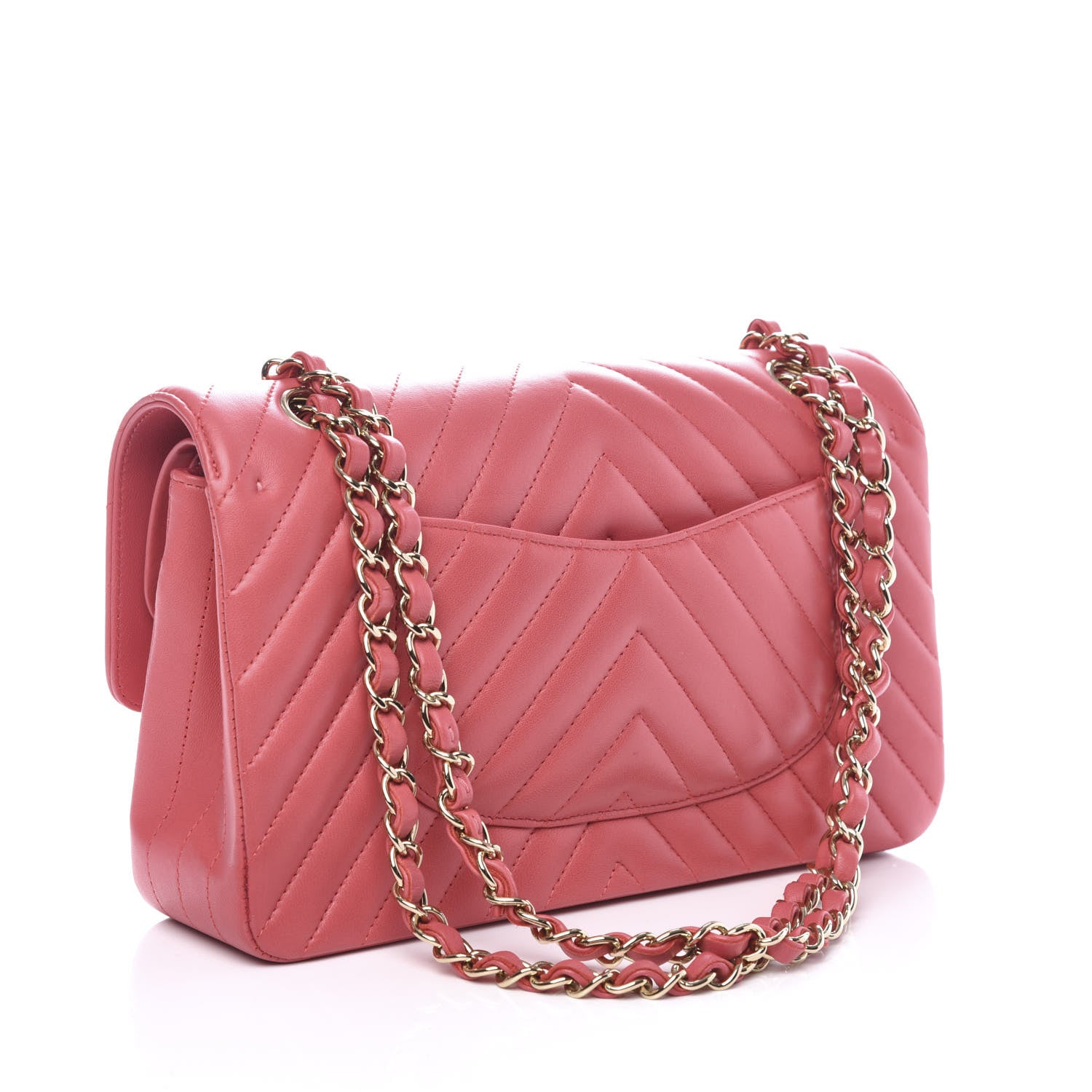 Chanel Lambskin Chevron Quilted Medium Double Flap Pink 3 of 10