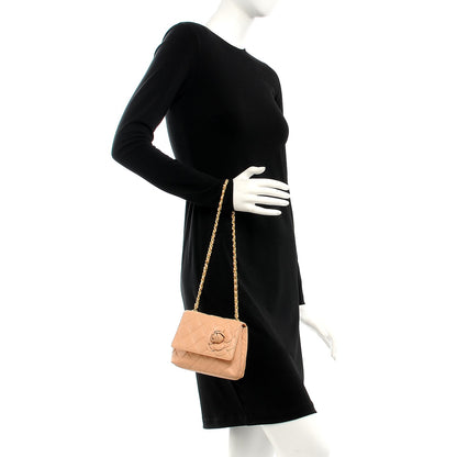 Chanel Lambskin Quilted Mini Camellia Flap Beige 2 of 12