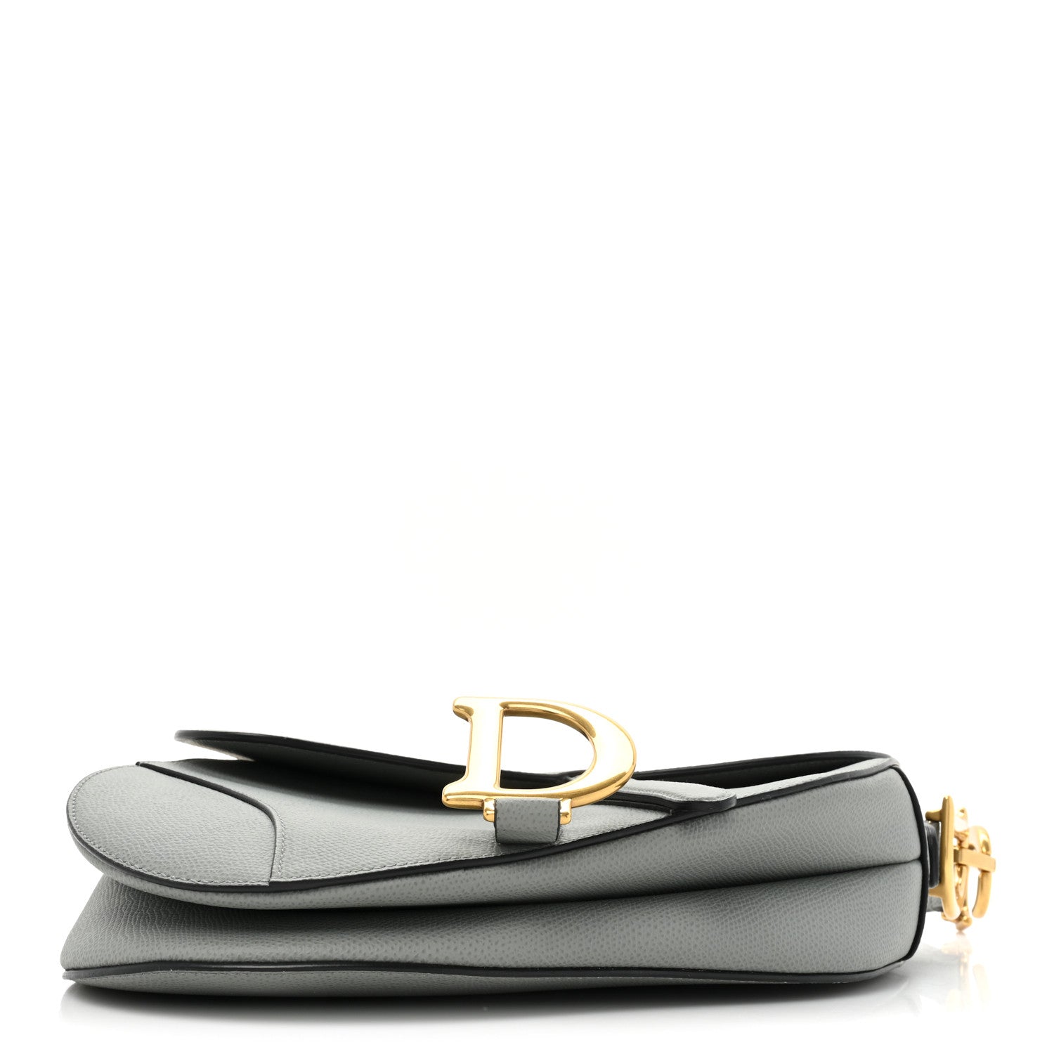 Christian Dior Grained Calfskin Saddle Bag Grey Stone 4 of 13
