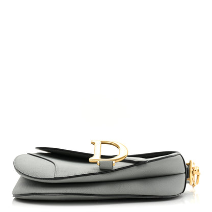 Christian Dior Grained Calfskin Saddle Bag Grey Stone 4 of 13