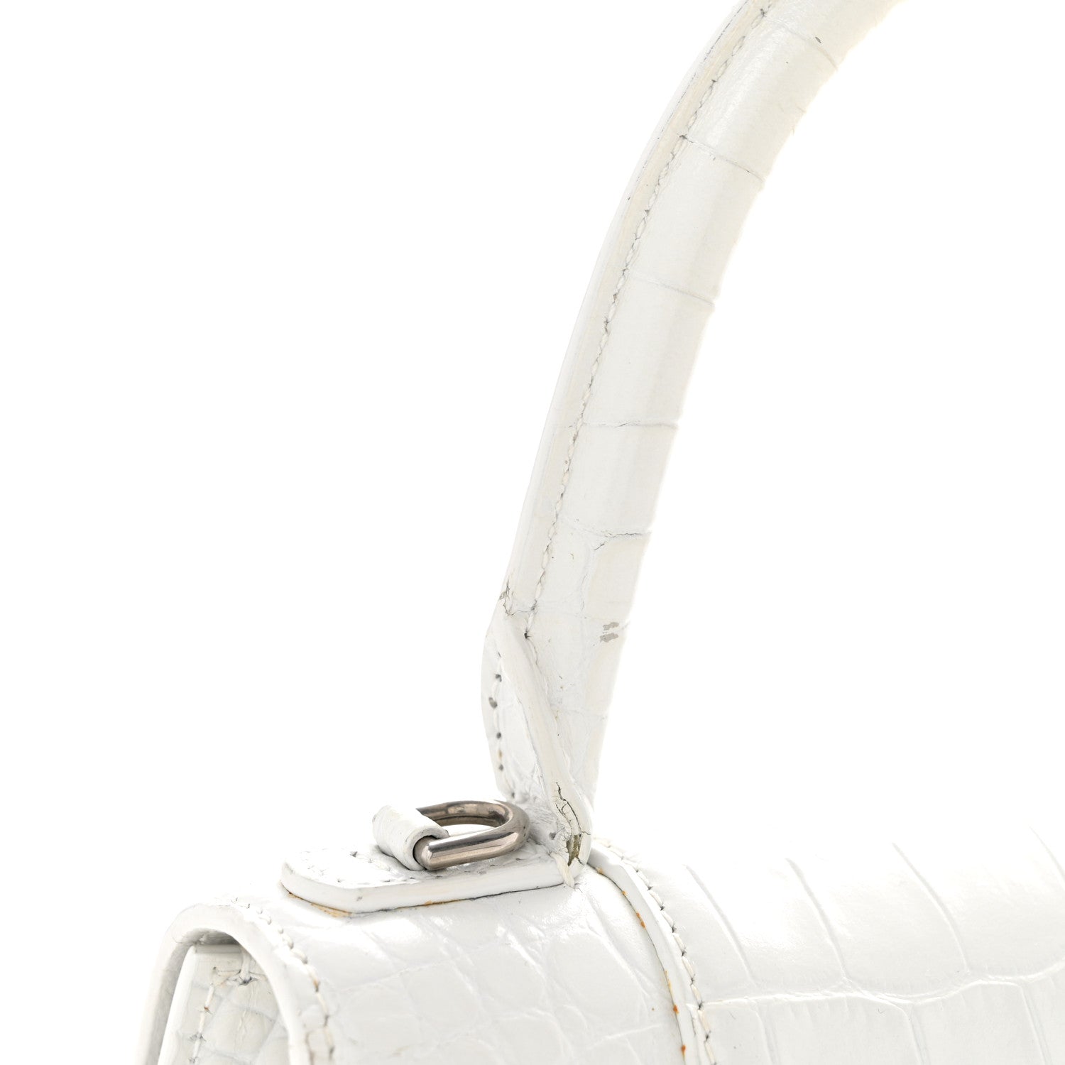 Balenciaga Calfskin Crocodile Embossed Small Hourglass Top Handle Bag White 13 of 15
