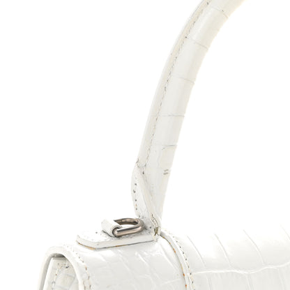 Balenciaga Calfskin Crocodile Embossed Small Hourglass Top Handle Bag White 13 of 15
