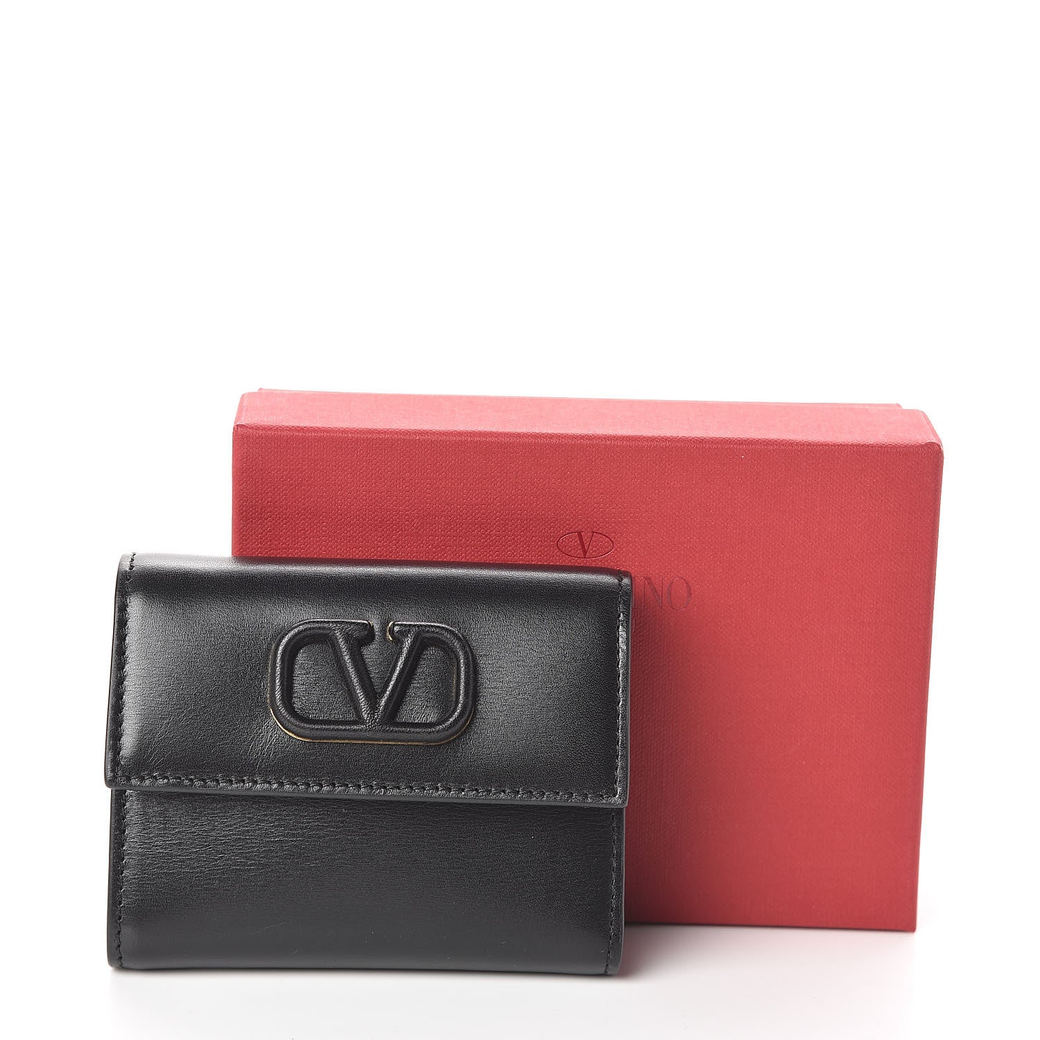 Valentino Garavani Calfskin VLogo Compact Wallet Black 7 of 7