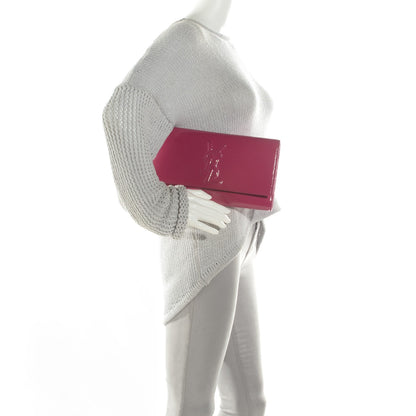 Saint Laurent Textured Patent Monogram Large Belle De Jour Clutch Fuchsia 2 of 7