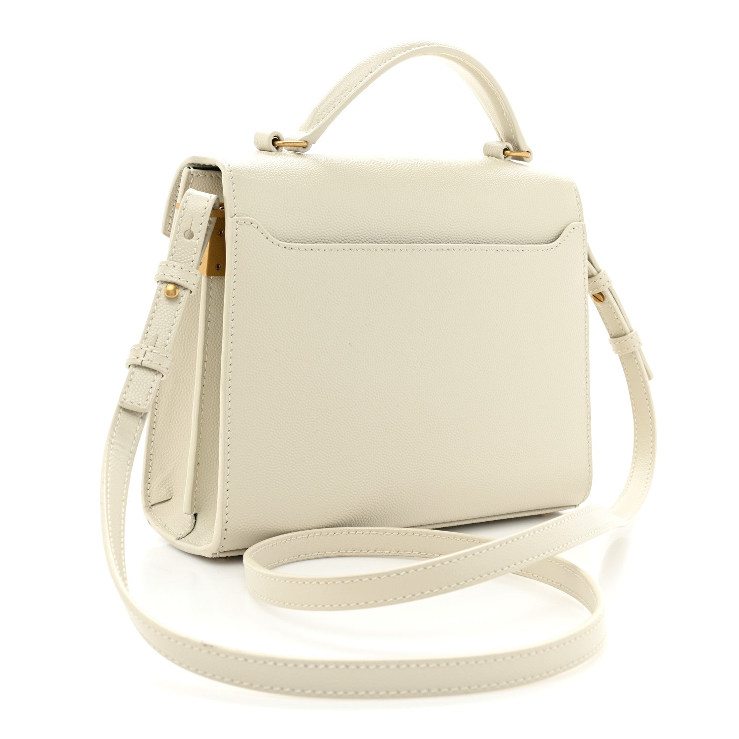 Saint Laurent Grain de Poudre Mini Classic Monogram Cassandra Top Handle Vintage White 3 of 14