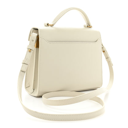Saint Laurent Grain de Poudre Mini Classic Monogram Cassandra Top Handle Vintage White 3 of 14