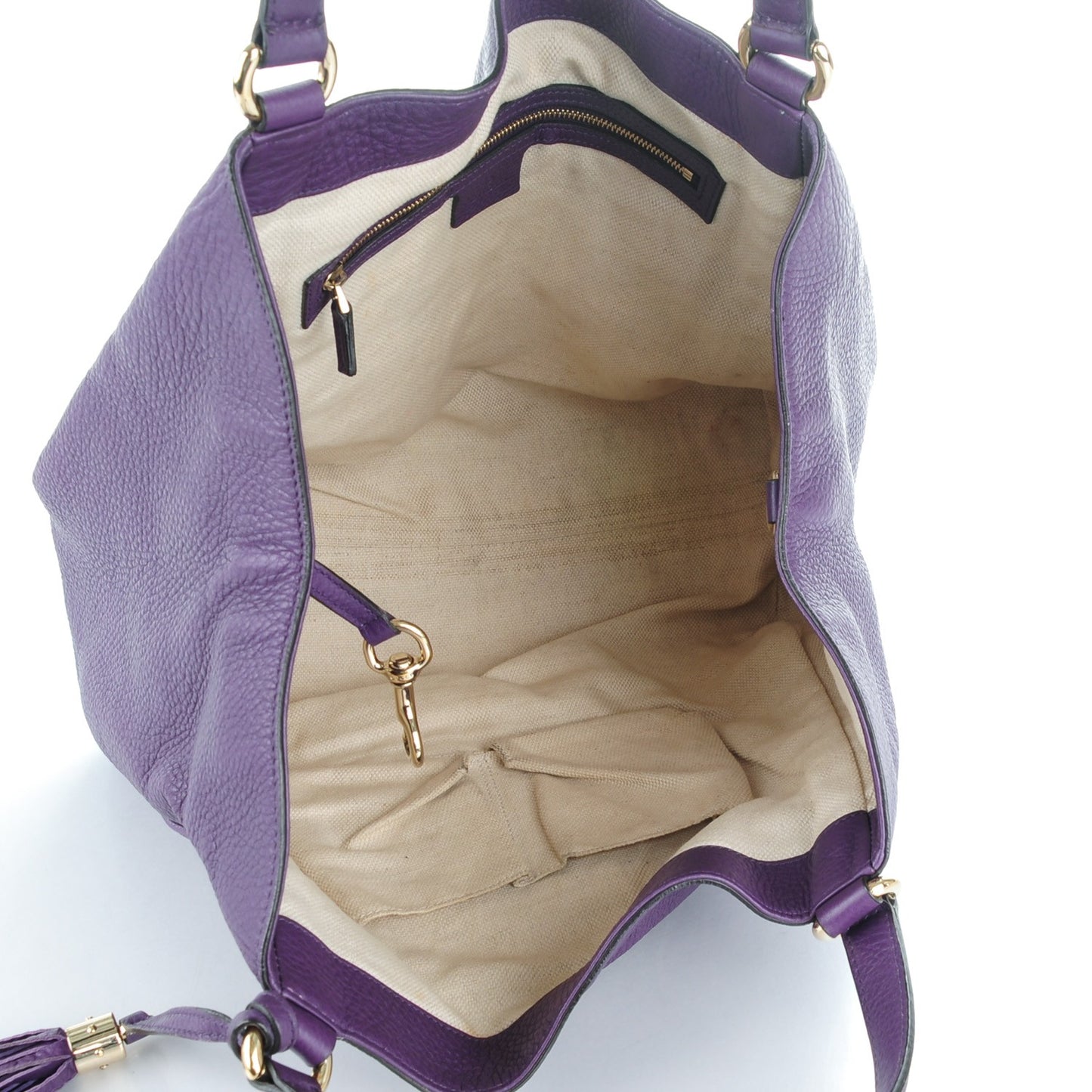 Pebbled Calfskin Medium Soho Shoulder Bag Shine Purple