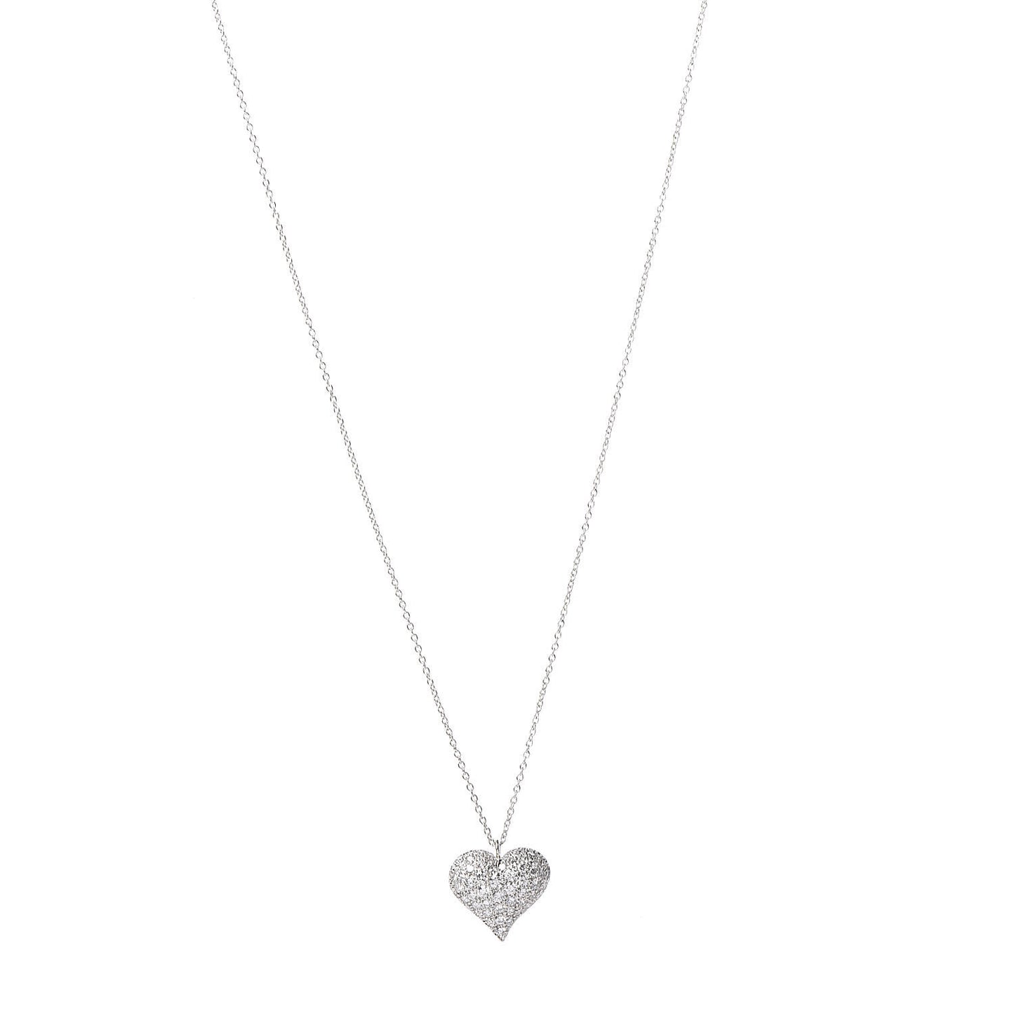 Platinum Diamond Heart Pave Pendant Necklace