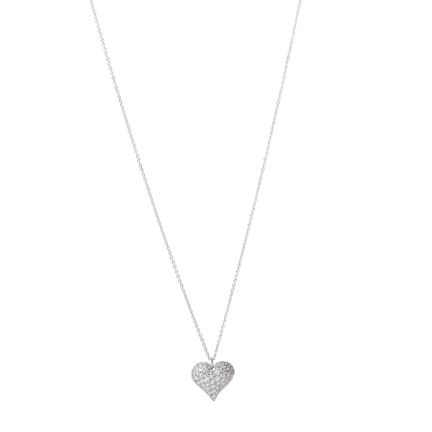 Tiffany Platinum Diamond Heart Pave Pendant Necklace 1 of 6
