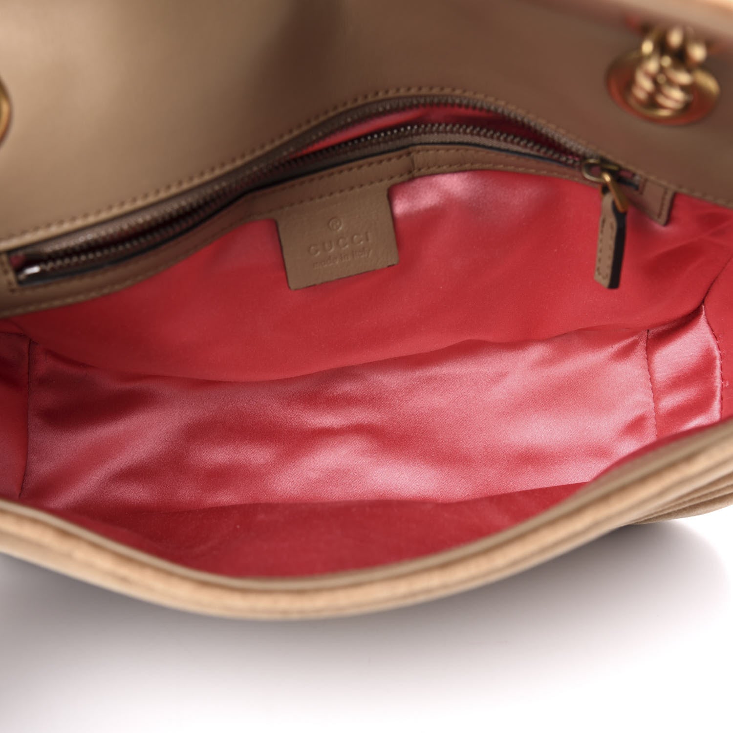 Gucci Velvet Matelasse Small GG Marmont Shoulder Bag Taupe 5 of 11