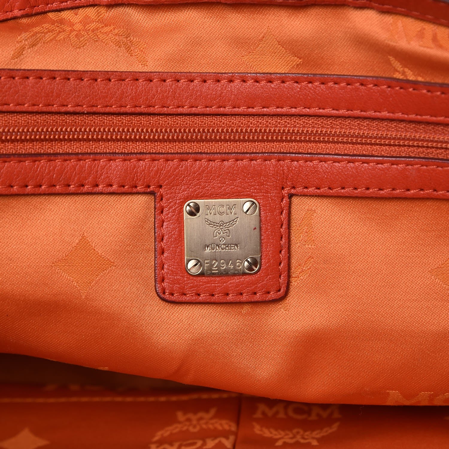 MCM Calfskin Ottomar Monogram Tote Orange 9 of 18