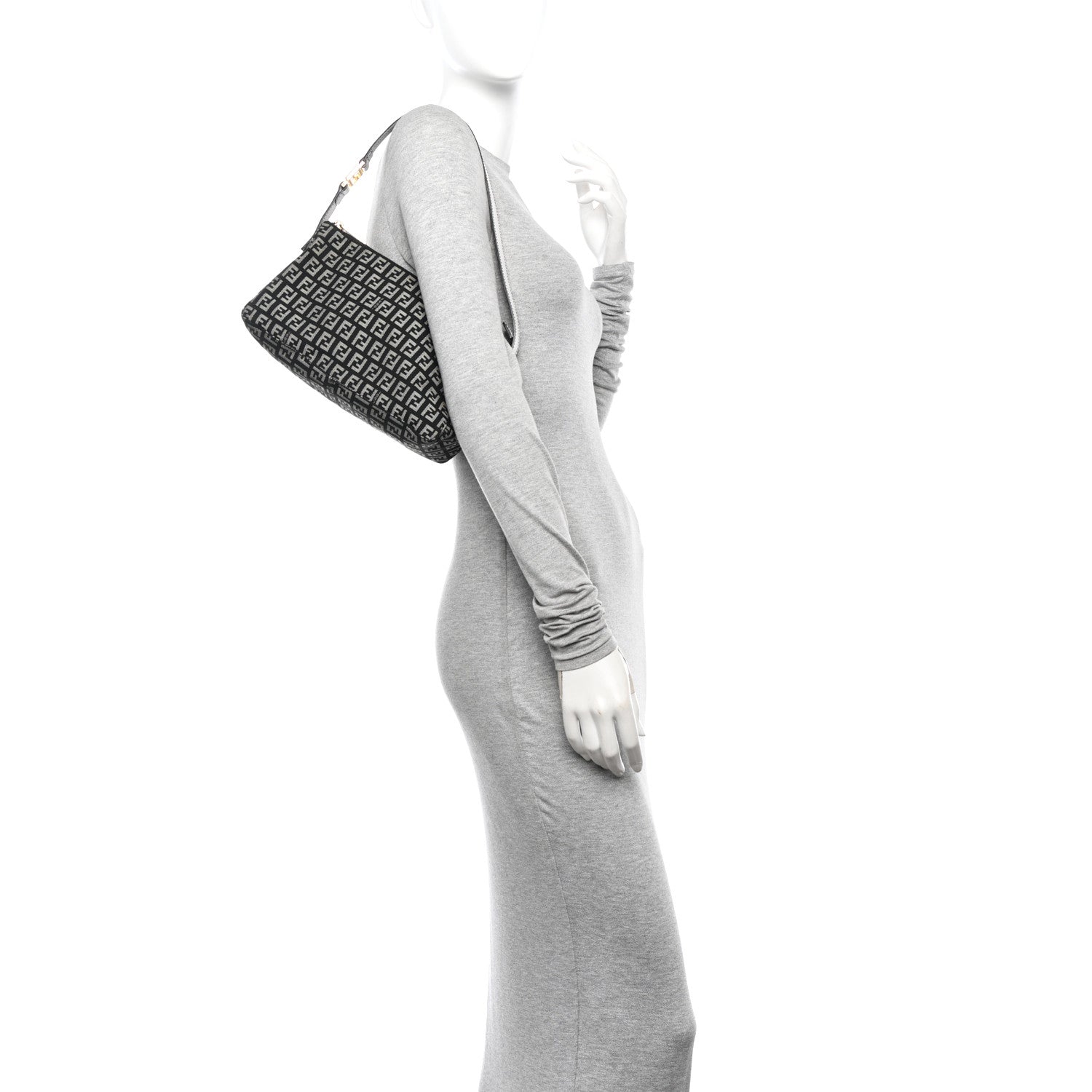 Fendi Zucchino Vitello Pochette Black White 2 of 12