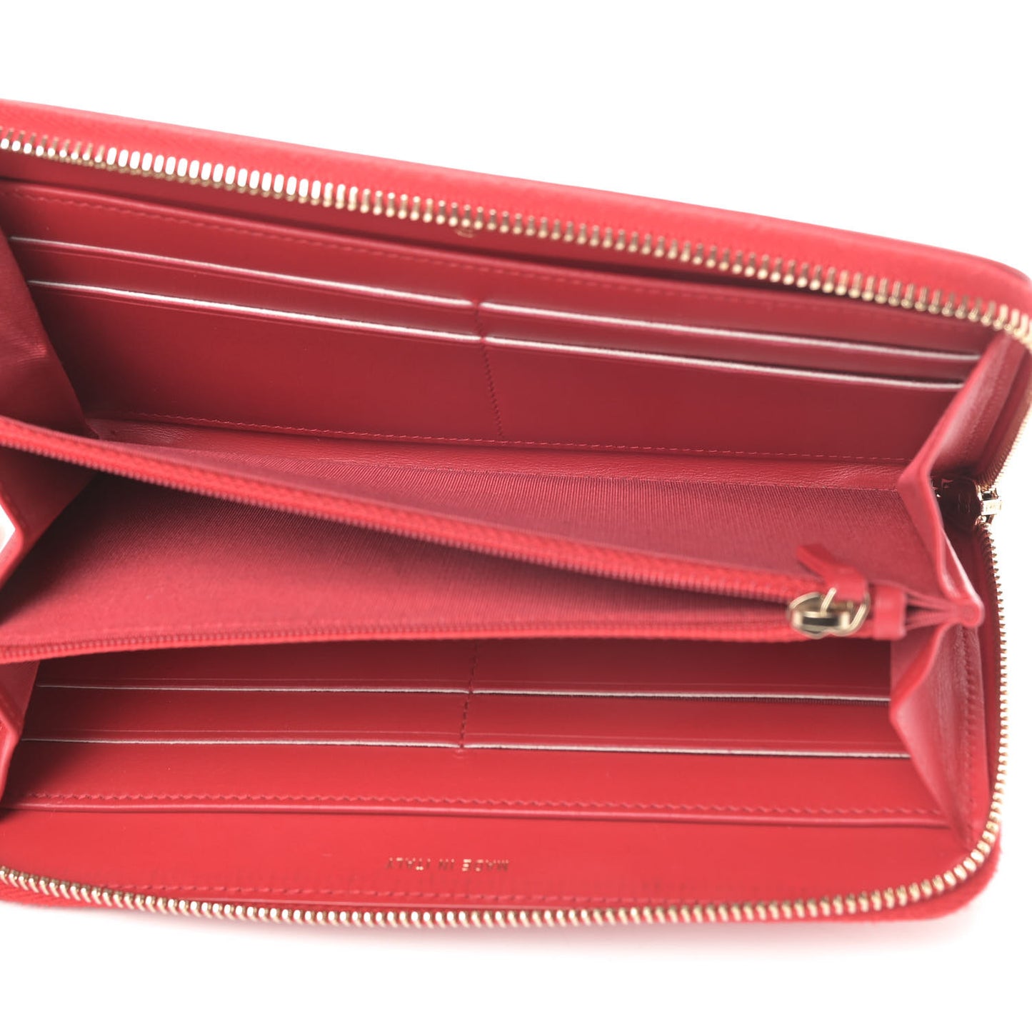 Caviar Quilted Filigree Zip Around Wallet Red