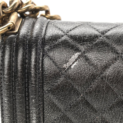 Chanel Cracked Metallic Calfskin Quilted Medium Boy Flap Dark Silver 11 of 11