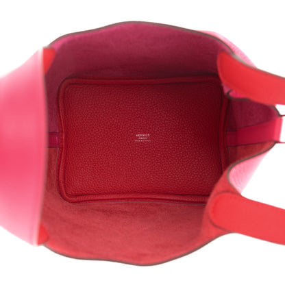Hermes Taurillon Clemence Tri-Color Picotin Lock 18 PM Rose Extreme Rose Mexico Rouge De Coeur 5 of 11