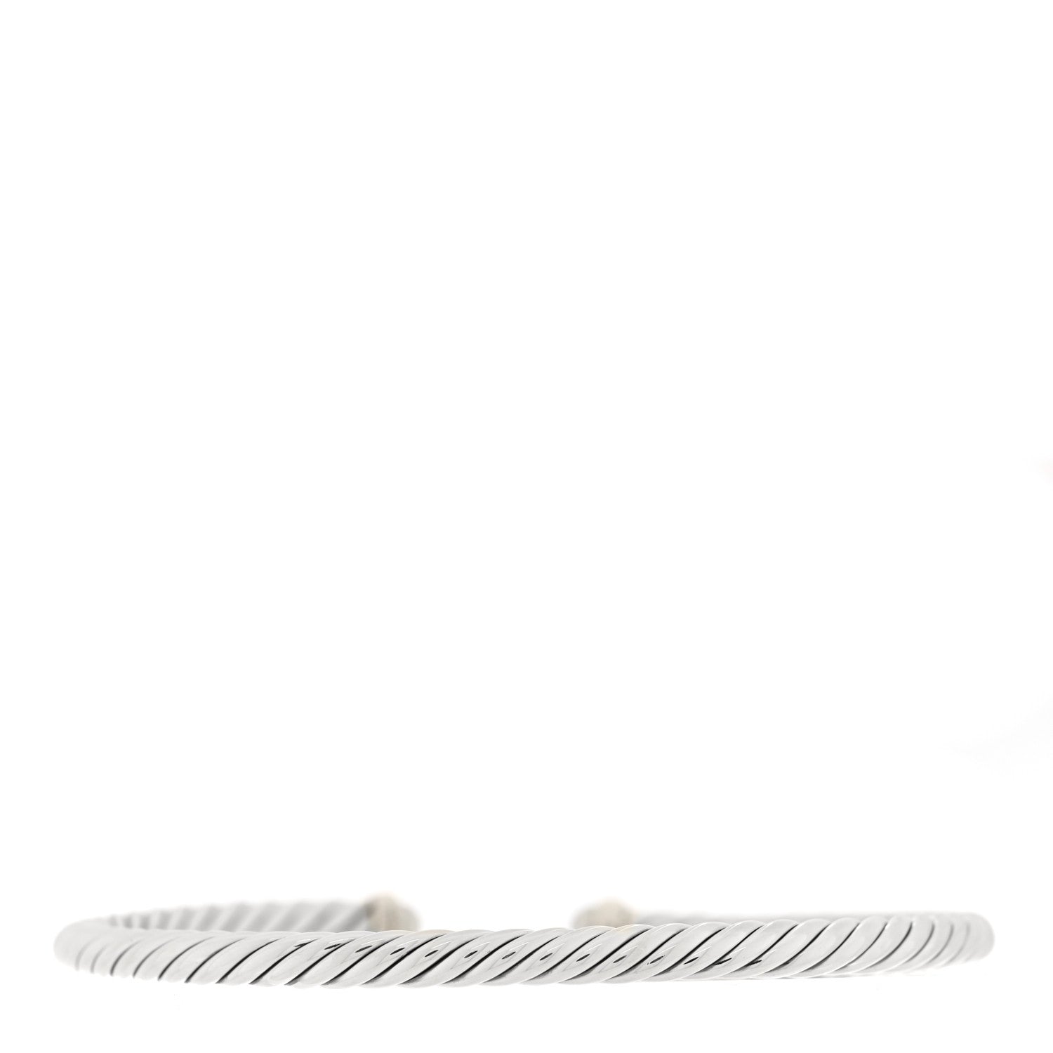 David Yurman Sterling Silver 14K Yellow Gold Cultured Pearl 4mm Cable Flex Bracelet 2 of 3