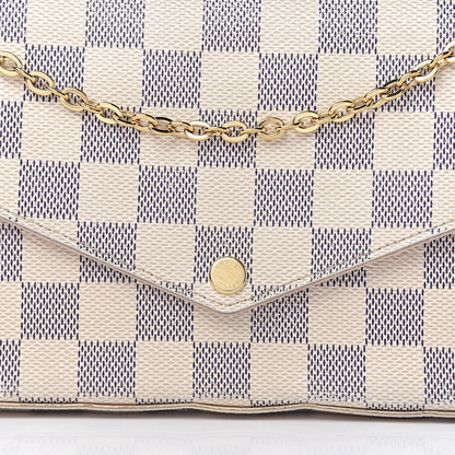 Louis Vuitton Damier Azur Pochette Felicie Chain Wallet Rose Ballerine 10 of 18