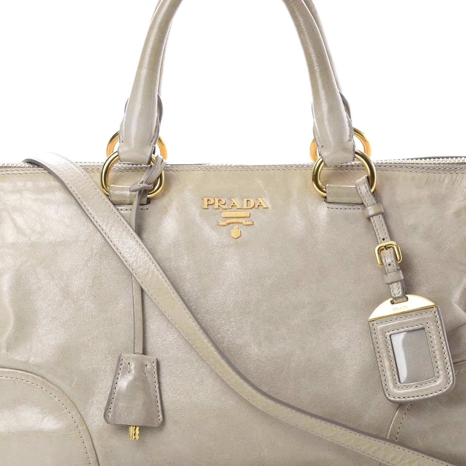 Prada Vitello Shine Shopping Satchel Cammeo 8 of 17
