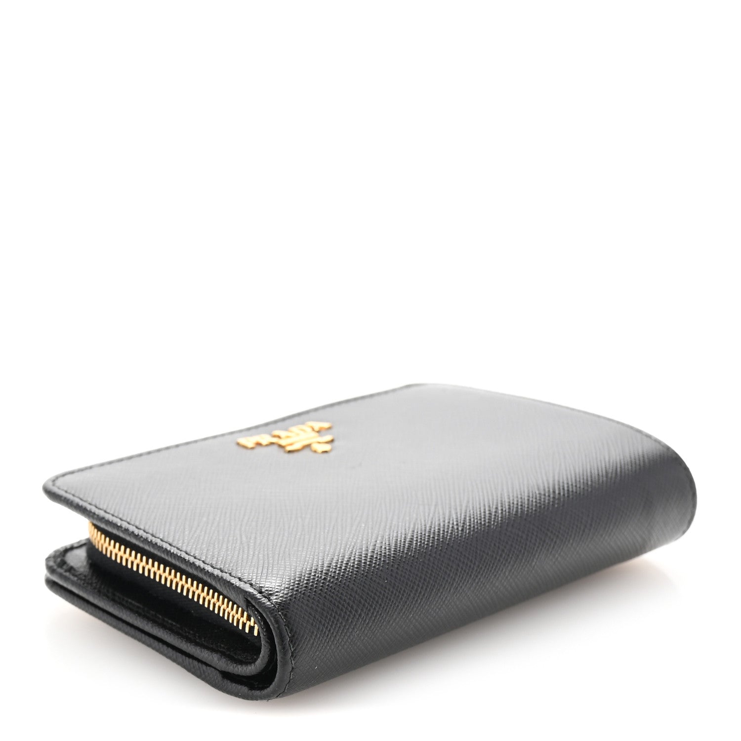 Prada Saffiano Metal Compact Wallet Black 4 of 7