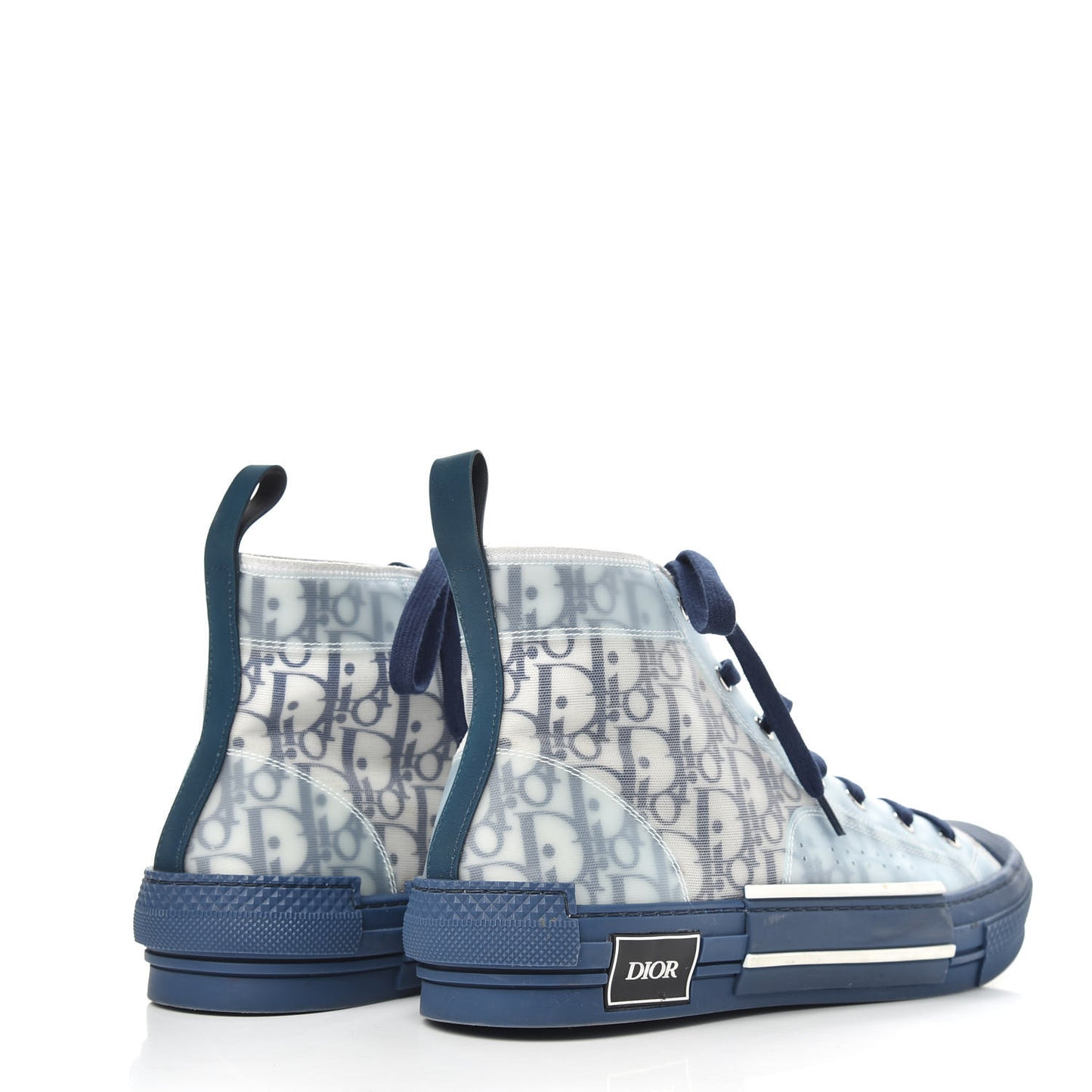Technical Canvas Oblique Mens B23 High Top Sneakers 43 White Blue