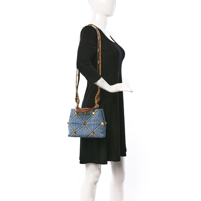 Valentino Garavani Denim Small Roman Stud The Handle Bag Light Denim Selleria 2 of 9