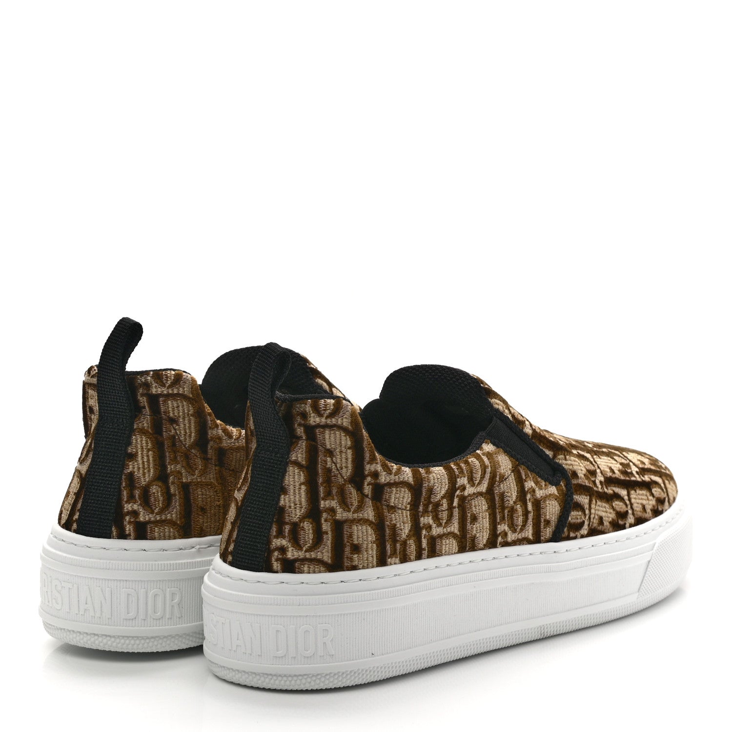 Christian Dior Velvet Oblique Womens Solar Slip On Sneakers 38 Bronze 4 of 8