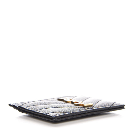 Saint Laurent Grain De Poudre Matelasse Chevron Monogram Credit Card Case Black 4 of 8