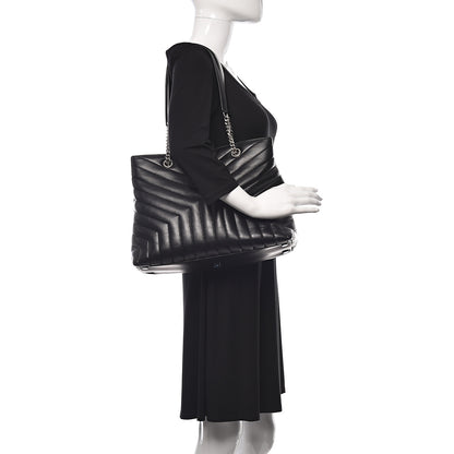 Saint Laurent Calfskin Y Quilted Monogram Large Loulou Shopper Black 2 of 11