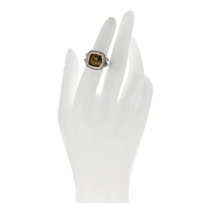 David Yurman Sterling Silver 18K Yellow Gold Diamond Smoky Quartz 11mm Albion Ring 49 5 2 of 4