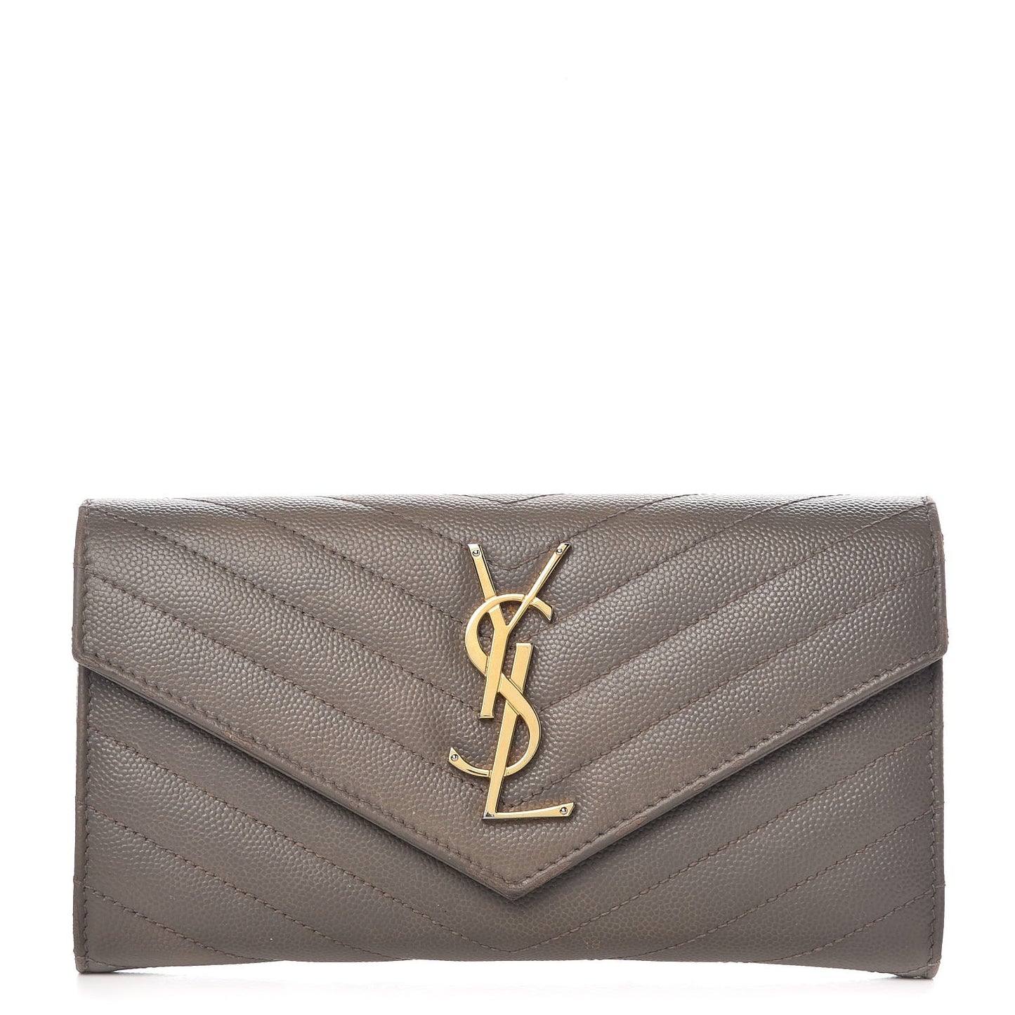 Grain De Poudre Matelasse Monogram Flap Wallet Fog
